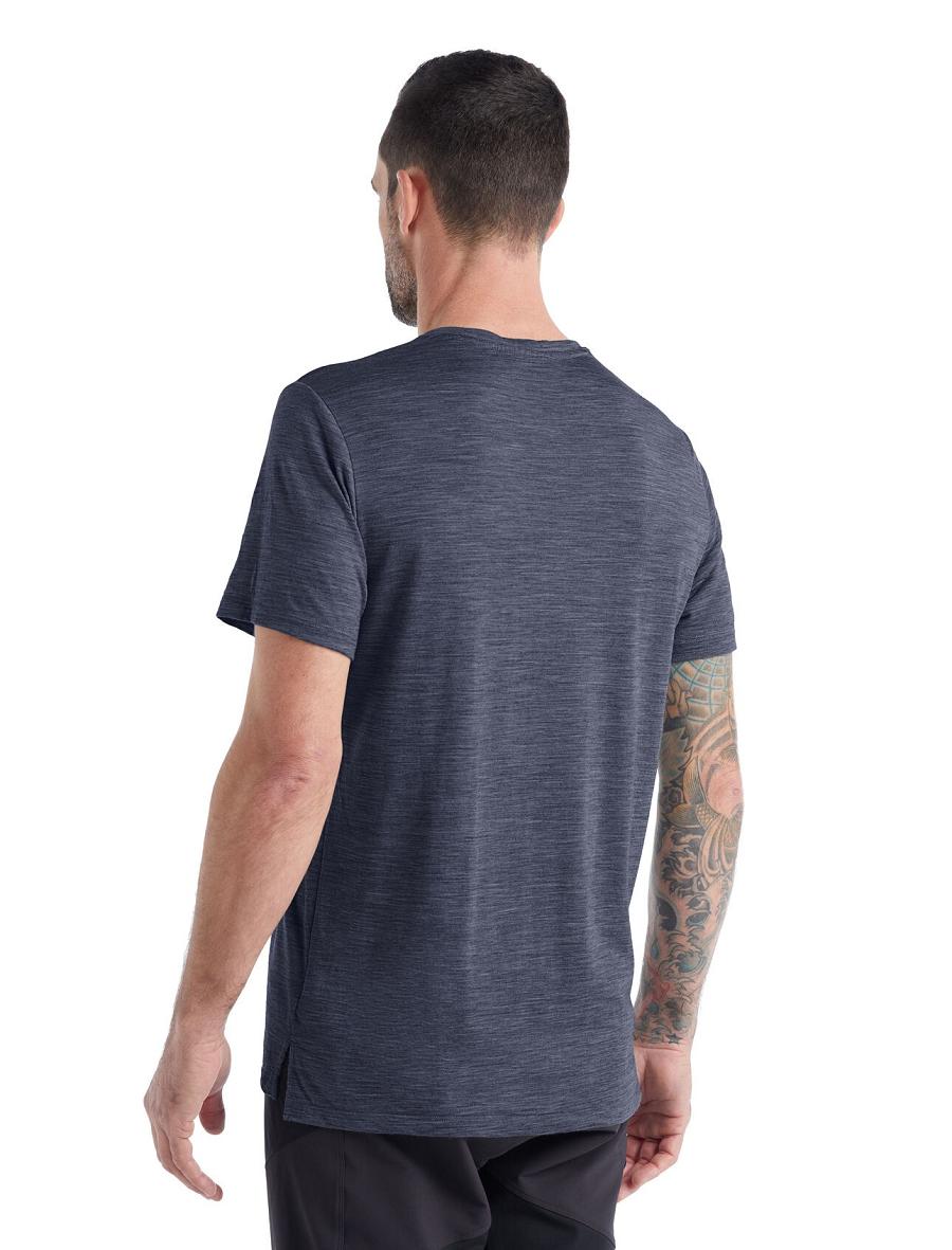 Midnight Heather Icebreaker Merino Sphere II Short Sleeve Men's T Shirts | AU 1153UZGT